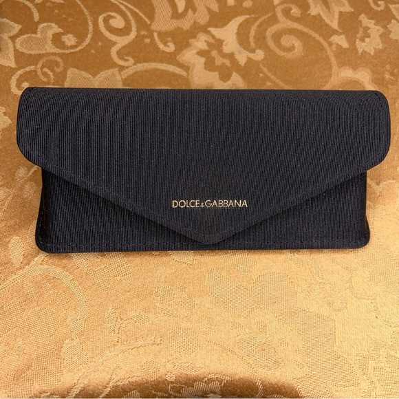 Dolce & Gabbana Black Velour Lined Semi Hard Eyeglass Case Button Closure - Picture 6 of 6